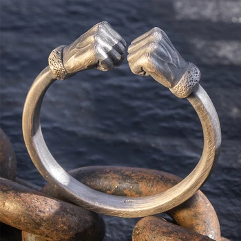 Винтажный серебряный браслет ручной работы в виде кулака S999, дизайнерский браслет из чистого серебра, мужские ювелирные изделия в стиле панк, ретро, аксессуары, женские подарки, пара