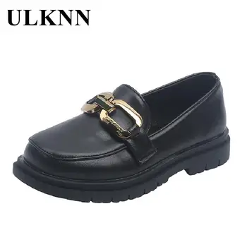 ULKNN/ Черные кожаные туфли для девочек 2022, Детские Мягкие туфли для выступлений в начальной школе, Детские Слипоны на плоской подошве Со школьной обувью