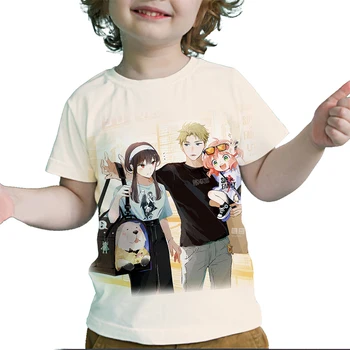 Spy X Family Одежда для маленьких мальчиков и девочек, детская одежда с 3D Рисунком, Летняя футболка 2022, Модные детские топы с героями Мультфильмов Anya Forger, Рубашки