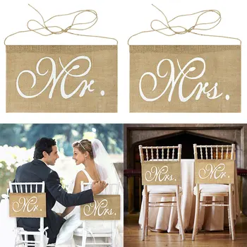2 шт./компл. Баннер Mr & Mrs Chair для украшения свадебной вечеринки, флаги из мешковины, Подвесной знак, Свадебный реквизит для фотосессии Невесты, принадлежности