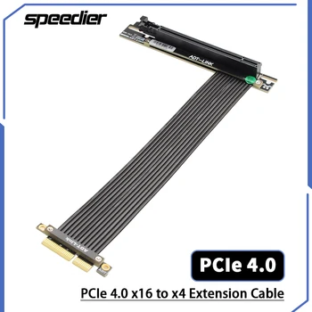 Riser PCI Express 4,0x16-x4 Удлинитель видеокарты Двойной 90-Градусный графический процессор PCI E Gen4.0 Гибкий кабель Riser