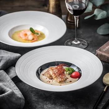 Скандинавская простая матовая 10-дюймовая тарелка для соломенной шляпы креативный западный ресторан глубокая тарелка для супа тарелка для макарон посуда