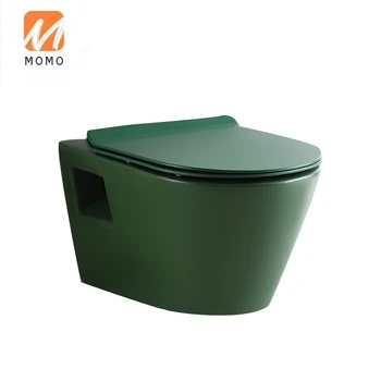Матовый зеленый настенный туалет, небольшой бытовой подвесной унитаз и цветной настенный туалет, закрывающий биологический туалет