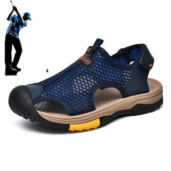 Летние Мужские Сандалии для гольфа, Спортивная обувь для занятий гольфом на открытом воздухе, Мужские сандалии для прогулок