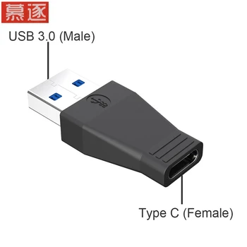 Высокоскоростной порт USB 3.1 C-type женский-USB 3.0 мужской адаптер usb-c-USB 3.0 разъем A-type черный конвертер квадратного типа