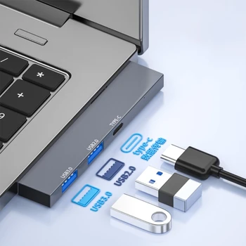 USB-концентратор Type C Адаптер 3 в 1 Портативный Космический Алюминиевый Сплав 1x3,0 + 2x2,0 USB с 3 портами для телефона, ПК, ноутбука, Удлинителя