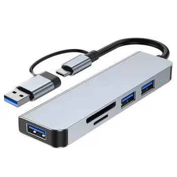 5-в-1 КОНЦЕНТРАТОР Док-станция Type C USB 3.0 Концентратор Для MacBook/Air Surface Pro Флэш-накопитель Многопортовый адаптер с двойным Интерфейсом Spli C0V7