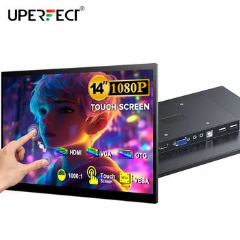 Идеальный Портативный 14,0-дюймовый сенсорный Монитор 1080P FHD IPS Экран С HDMI USB VGA DVI Вторым Дисплеем Для DVD TV BOX CCTV