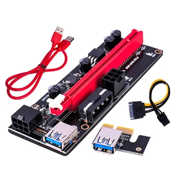 Новейший VER009 USB 3.0 PCI-E Riser VER 009S Express 1X 4x 8x 16x Удлинитель Riser Card-адаптер с SATA 15pin-6-контактным кабелем питания