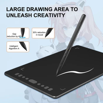 Цифровой планшет для рисования с 6-дюймовой графикой, 10 клавишами на планшете, ручка-планшет для рисования и графики пером