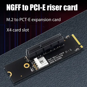 NGFF M.2 Для PCI-E 4X Riser Card M2 M Ключ К адаптеру Pcie X4 Со светодиодным Индикатором SATA Power Riser Для Майнинга Биткоинов