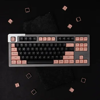 Персонализированный минималистичный колпачок для ключей из PBT на 150 клавиш для механической клавиатуры MX Switch, двухцветное литье, высота MSA, Розово-черные колпачки для ключей