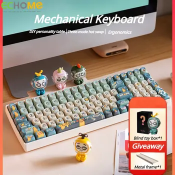 Механическая клавиатура ECHOME, 10 клавиш, 24 милых стиля, Беспроводная игровая клавиатура Bluetooth для девочек, трехрежимная игровая клавиатура с горячей заменой для ноутбука