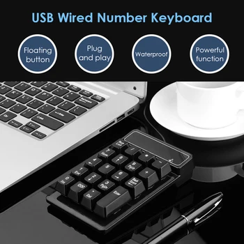 Профессиональная ультратонкая проводная клавиатура Портативная USB-проводная цифровая клавиатура 19 клавиш Мультимедийная цифровая клавиатура Numpad