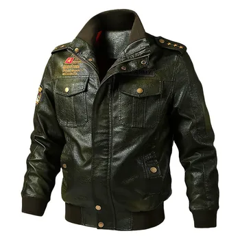 Осенне-весенне-зимняя куртка из искусственной кожи, мужская Ветрозащитная Верхняя Одежда, Военная Униформа, Пилот-бомбер, куртка из искусственной кожи, пальто 6XL, Мотоцикл