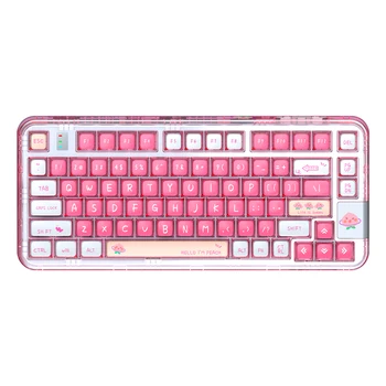 YUNZII Coolkiller CK75 Персиково-розовый, С прозрачной акриловой прокладкой, Беспроводная механическая клавиатура с возможностью горячей замены