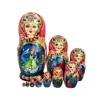 10 Штук деревянных русских Матрешек Раннего развития Коллекционные куклы для настольной полки Гостиной Спальни Подарки на День рождения