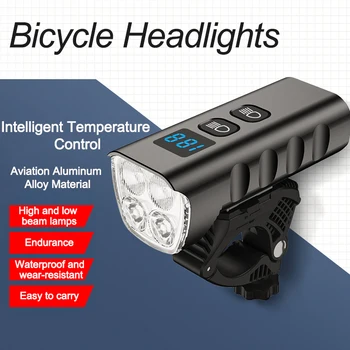 Велосипедный фонарь IPX5 Водонепроницаемый Велосипедный фонарик Мощностью 1600 Люмен 4 светодиода USB Перезаряжаемый Дальний ближний луч Велосипедная фара на руль