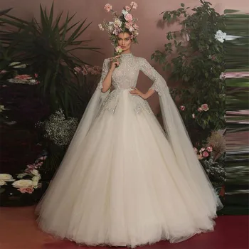 Xijun Великолепные кружевные аппликации, бисероплетение, платья для выпускного вечера, Длинные рукава, Трапециевидные цветы, Женское вечернее платье в Дубае, вечернее платье для вечеринок 2022