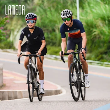LAMEDA Racing Велоспорт Джерси С Короткими рукавами Дышащие Мультяшные Велосипедные Топы Женщины Мужчины MTB Джерси Быстросохнущая Сверхлегкая Рубашка с карманами