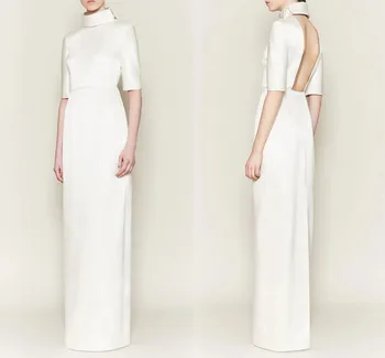 Элегантное женское вечернее платье-футляр 2023, Высококачественное Атласное Длинное Платье для Выпускного Вечера с коротким рукавом и открытой спиной, Vestidos De Feast