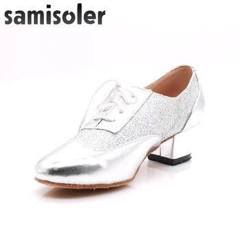 Samisoler/ Новое Словосочетание из ткани, блестящие ленты, Обувь для Бальных Танцев, Женская Обувь для соревнований по латинским танцам