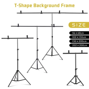 Комплект переносных подставок для фона Т-образной формы, регулируемый фон для фотосъемки, рамка для фотофона с пружинными зажимами для фотостудии