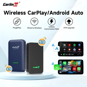 CarlinKit 5.0 & 4.0 Беспроводной адаптер CarPlay Android Auto Dongle Apple Car Play Box для телефонов iOS и Android BT Wifi Auto Connect