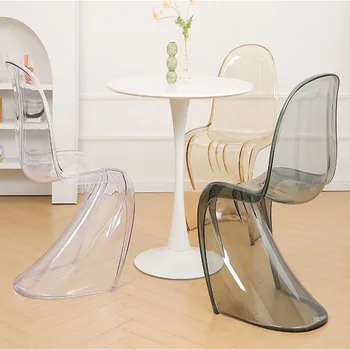 Современный Простой креативный стул для отдыха Пластиковые Обеденные стулья Бытовой Прозрачный Маленький стул Детский Стул Со спинкой