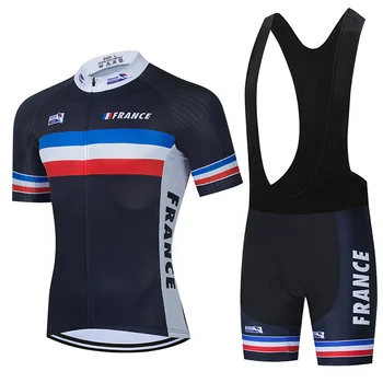 Комплекты нагрудников для велокоманды Франции MTB, Джерси для горного Велосипеда, Велосипедная одежда, Летняя быстросохнущая гоночная рубашка, Мужской нагрудник, короткий костюм Майо
