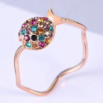 Высококачественное кольцо ZYR019 Little Ugly Fish Clover цвета Розового золота с Австрийскими кристаллами в натуральную величину