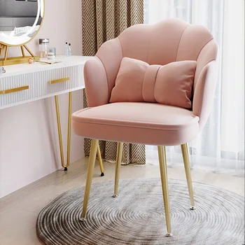 Скандинавский табурет для макияжа, легкий роскошный туалетный столик с сетчатой красной спинкой, стул для милой девушки в спальне, современный минималистичный стул для ногтей в стиле ins