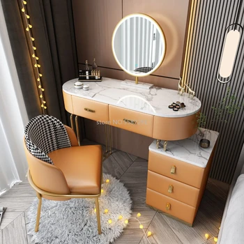 Роскошный туалетный столик в спальне, современный минималистичный столик для макияжа, встроенный шкаф в скандинавском стиле, столик для хранения вещей в маленькой квартире, туалетный столик