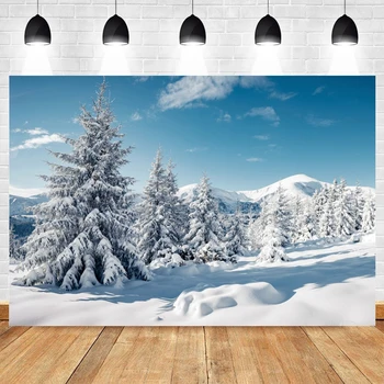 Рождественский фон, Зимний лес, Дерево, Гора, Снег, фотофон, Виниловые фоны для фотосъемки, фотозона для декора фотосессии