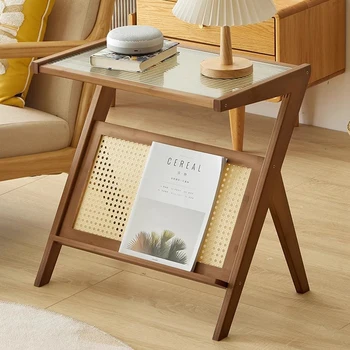 Небольшой Журнальный столик для гостиной, Деревянный Дизайнерский Чайный Столик, Стеклянный Кофейный столик в деревенском стиле, Современная мебель в скандинавском стиле