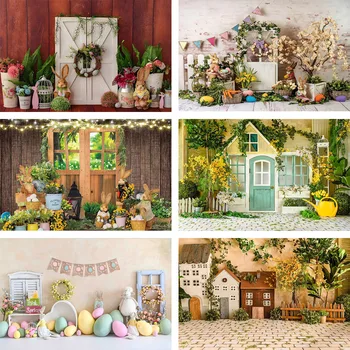 Avezano Весенние Фотофоны для фотосъемки Happy Easter Bunny, Яйца Кролика, Цветочный магазин, Фон для детского портрета, Декор студии
