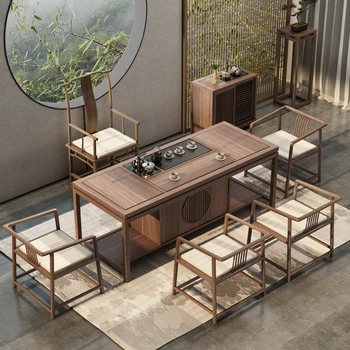 Новый Китайский Чайный столик и Комбинированный Стул, Чайный Столик из массива Дерева, Чайный столик для замачивания Чая Zhuozi, Старый Мебельный тренд Yumu