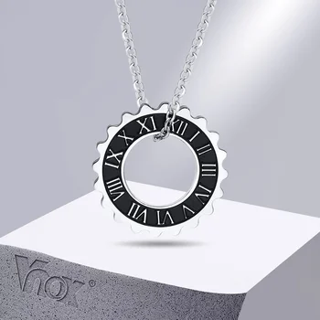 Мужские ожерелья Vnox с римскими цифрами, круглая подвеска в виде шестеренки из нержавеющей стали, мужской воротник, подарочные украшения