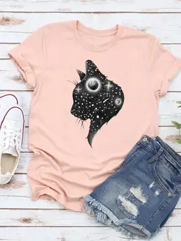 Модные повседневные футболки с коротким рукавом, Милая одежда для домашних животных, Женская летняя футболка с графическим принтом, футболка со звездой 90-х