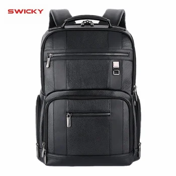 SWICKY мужской рюкзак из натуральной воловьей кожи, модный деловой повседневный дорожный водонепроницаемый 15,6-дюймовый 17,3-дюймовый ноутбук, мужской рюкзак из дермы, студенческая сумка