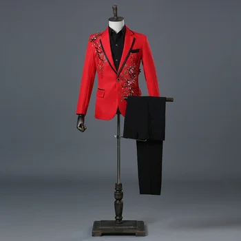 Комплект мужского костюма для Темперамента Джентльмена, Модное вечернее платье с объемным маркетри и стразами, великолепные тонкие костюмы Жениха