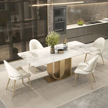 Дизайнерский новый обеденный стол из яркого шифера, роскошный современный минималистичный прямоугольный стол для ресторана высокого класса, мебель для зала GY50CZ