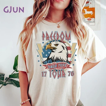Freedom Tour, Американская винтажная футболка, Летние графические футболки, хлопковая футболка с коротким рукавом, Женская одежда
