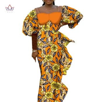 Шикарное и элегантное Женское платье с рукавом-фонариком в африканском стиле, Длиннополый халат Макси в стиле Бохо, Модная европейская одежда Riche Bazin WY9772