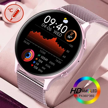 2023 Женские Умные часы с температурой тела, Водонепроницаемые смарт-часы с экраном HD 360 *360, монитор сердечного ритма, смарт-часы Android iOS Samsung + КОРОБКА
