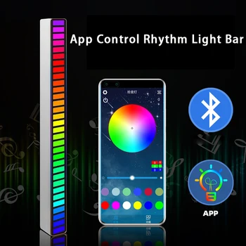 RGB светодиодная лента, свет, музыкальный звук, Голосовое управление, Звукосниматель, Окружающий свет, Управление приложением, Красочная лампа, Аксессуары для фотосъемки