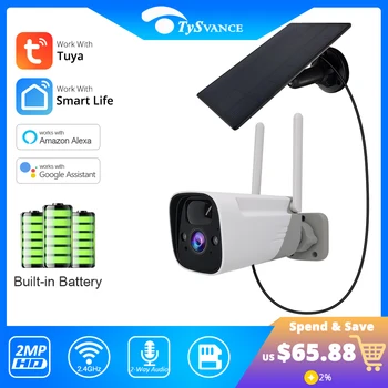 Аккумулятор Tuya Smart Life 12000 мАч IP65, Уличная беспроводная камера видеонаблюдения WIFI 1080P, Солнечная камера Alexa Google