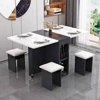 Складной Минималистичный Обеденный стол, Черный Прямоугольник, Многофункциональный стол для завтрака, Белый Письменный Стол, Кухонные принадлежности