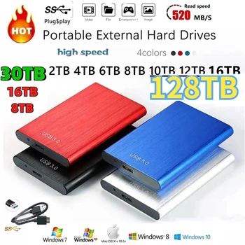 Портативный высокоскоростной накопитель SSD емкостью 1 ТБ, 2 ТБ, 8 ТБ, внешний жесткий диск с интерфейсом USB 3.0, накопитель для ноутбуков, Ноутбук