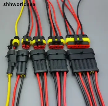 shhworldsea 50sets1 pin 2 PIN 3 PIN 4 5 6 КОНТАКТНЫЙ способ подключения провода Герметичный разъем Автомобильный Автоматический Водонепроницаемый Электрический Разъем с кабелем